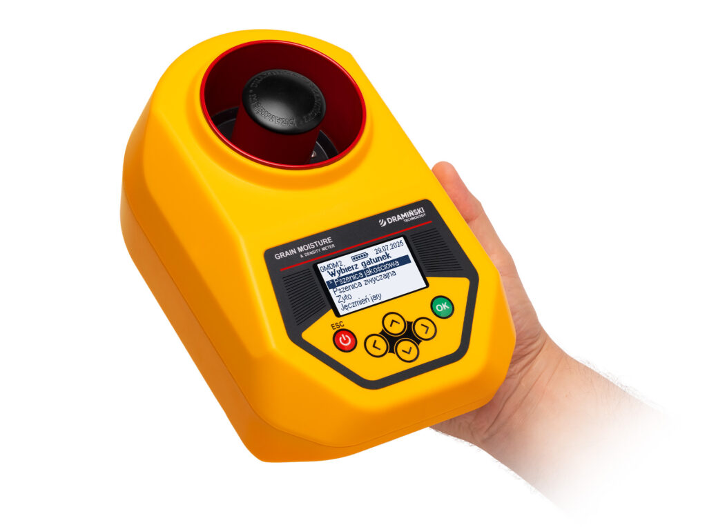 Poręczny wilgotnościomierz GMDM2 do zbóż – precyzyjny miernik z możliwością wzorcowania w IBPRS i aktualizacją oprogramowania