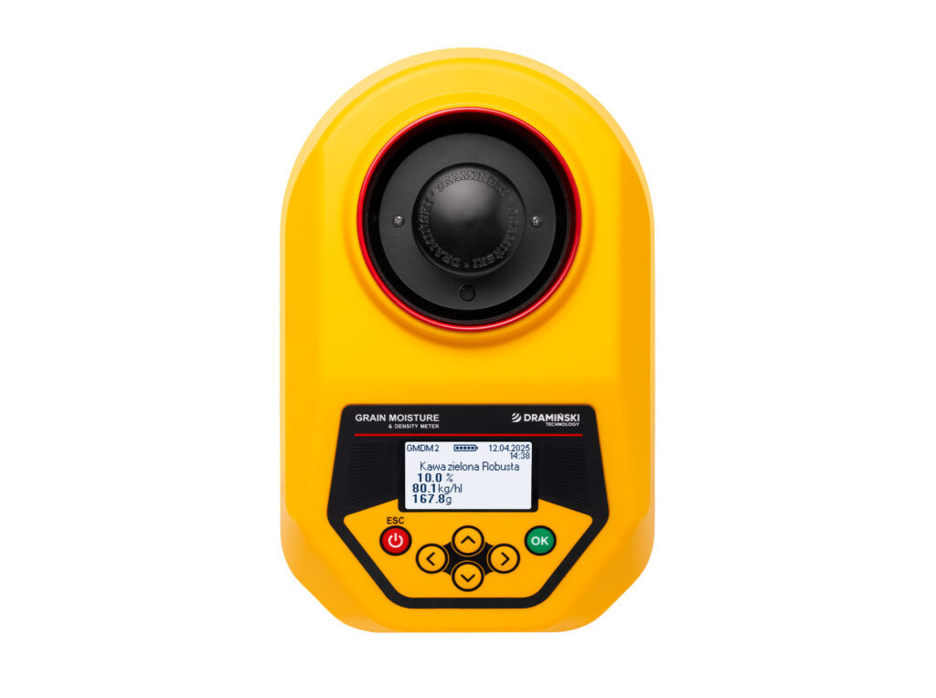 Wilgotnościomierz GMDM2 do zielonej kawy Arabica i Robusta – dokładny pomiar wilgotności i gęstości surowego ziarna dla plantatorów i palarni