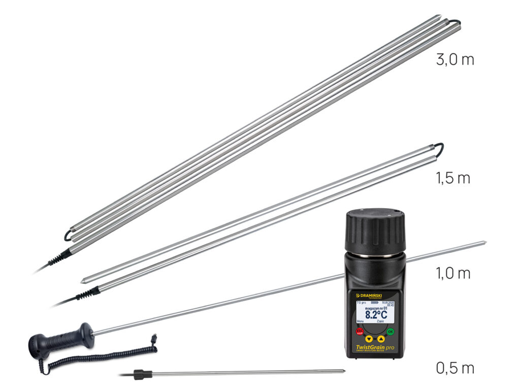 Dokładny miernik wilgotności ziarna Dramiński TG pro z zestawem sond temperaturowych do wyboru